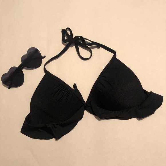 Black Ruffled Bikini Top - Picture 3 of 6